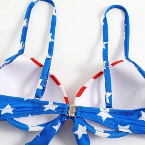 American Flag Print 2 Piece Bikini Set Womens XLarge -B - Picture 3 of 8